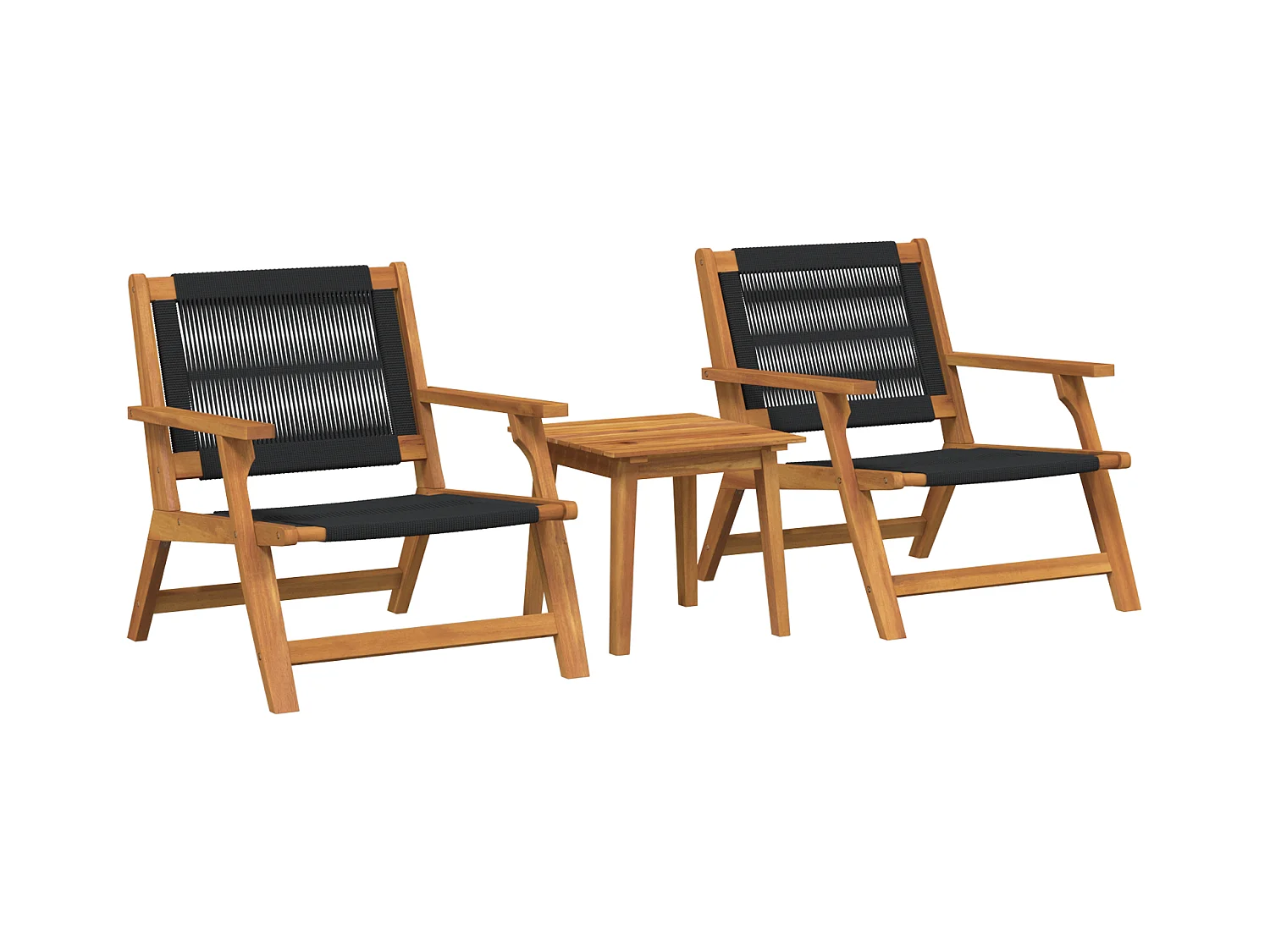 Sedie da giardino con tavolo 3 pezzi in legno massello di acacia nero