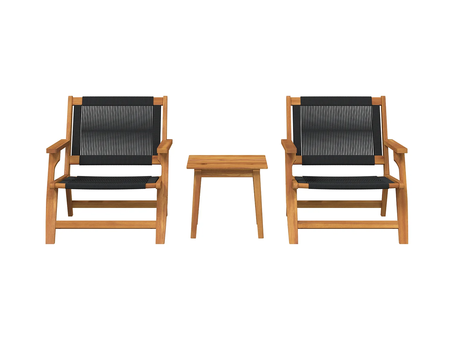 Sedie da giardino con tavolo 3 pezzi in legno massello di acacia nero