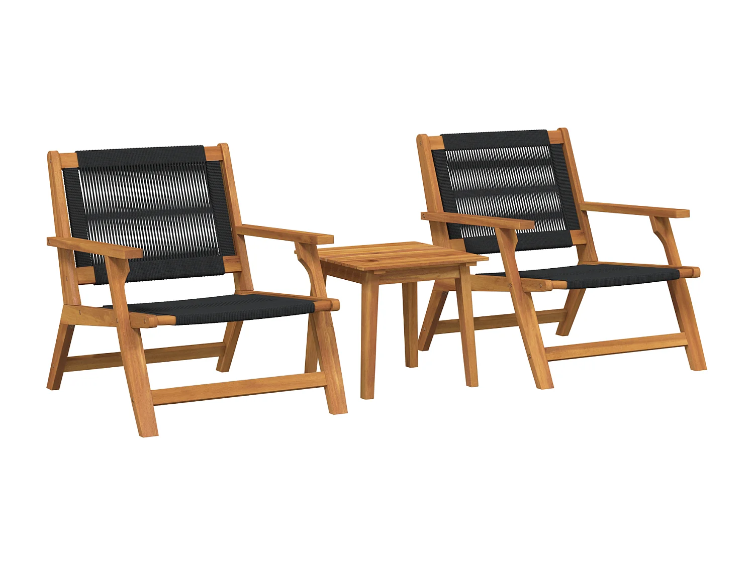 Chaises de Jardin avec Table 3 pcs Noir Bois Massif Acacia