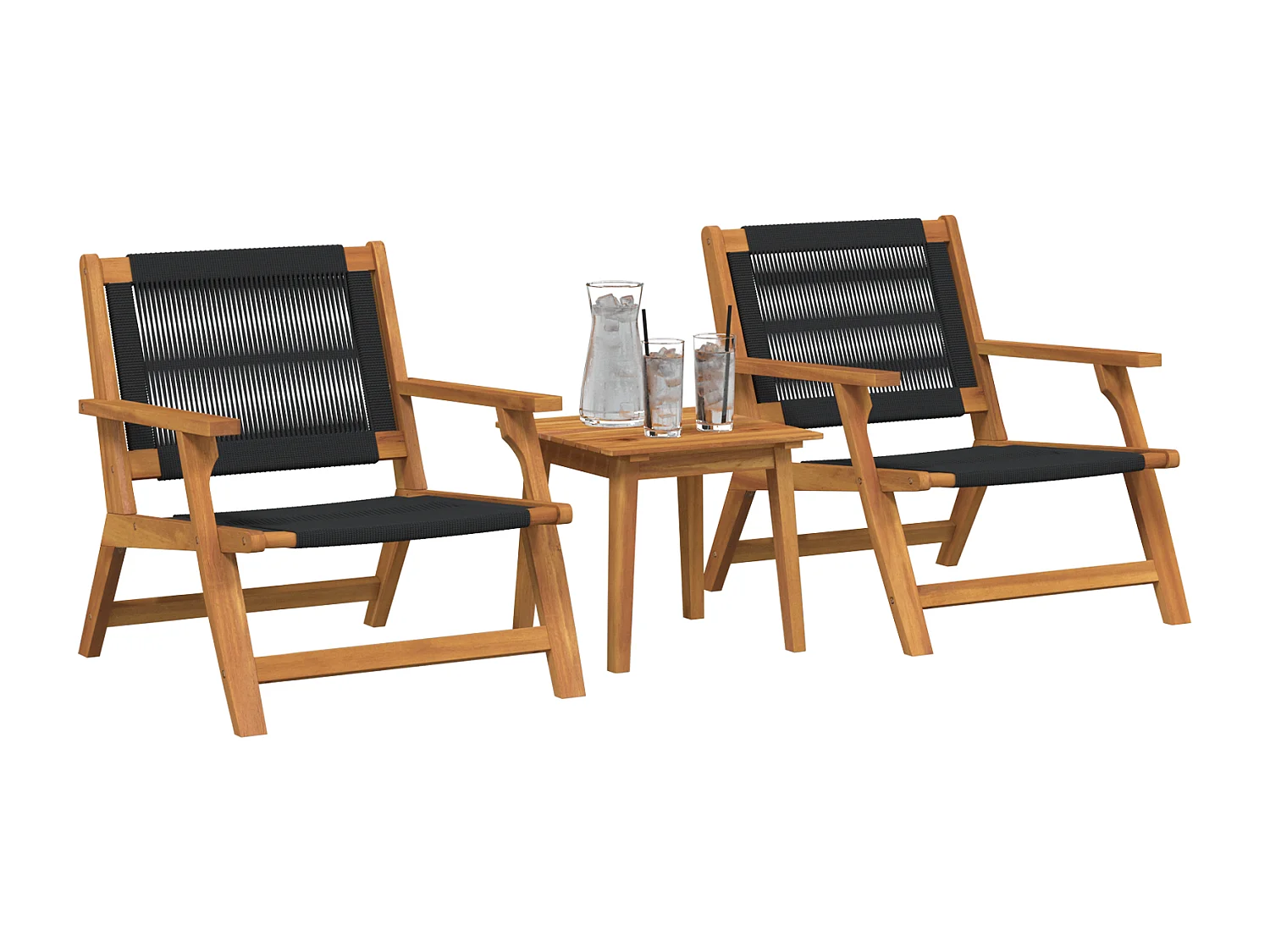 Chaises de Jardin avec Table 3 pcs Noir Bois Massif Acacia