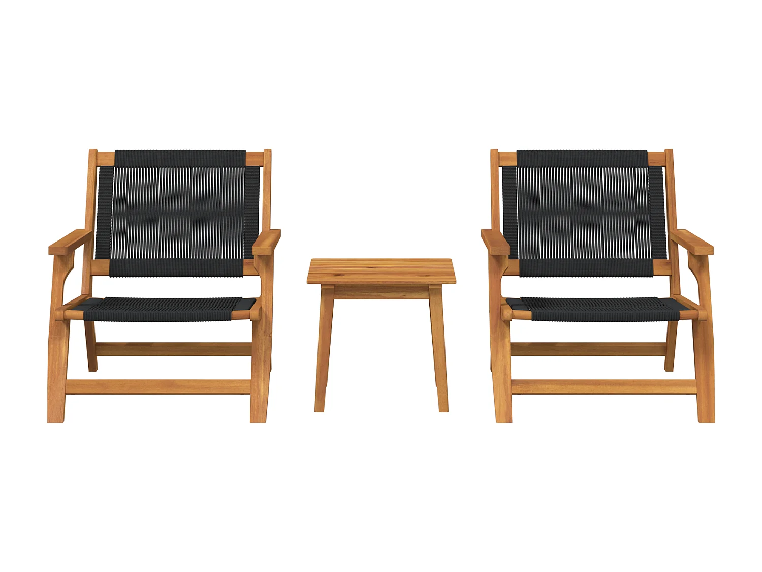 Chaises de Jardin avec Table 3 pcs Noir Bois Massif Acacia