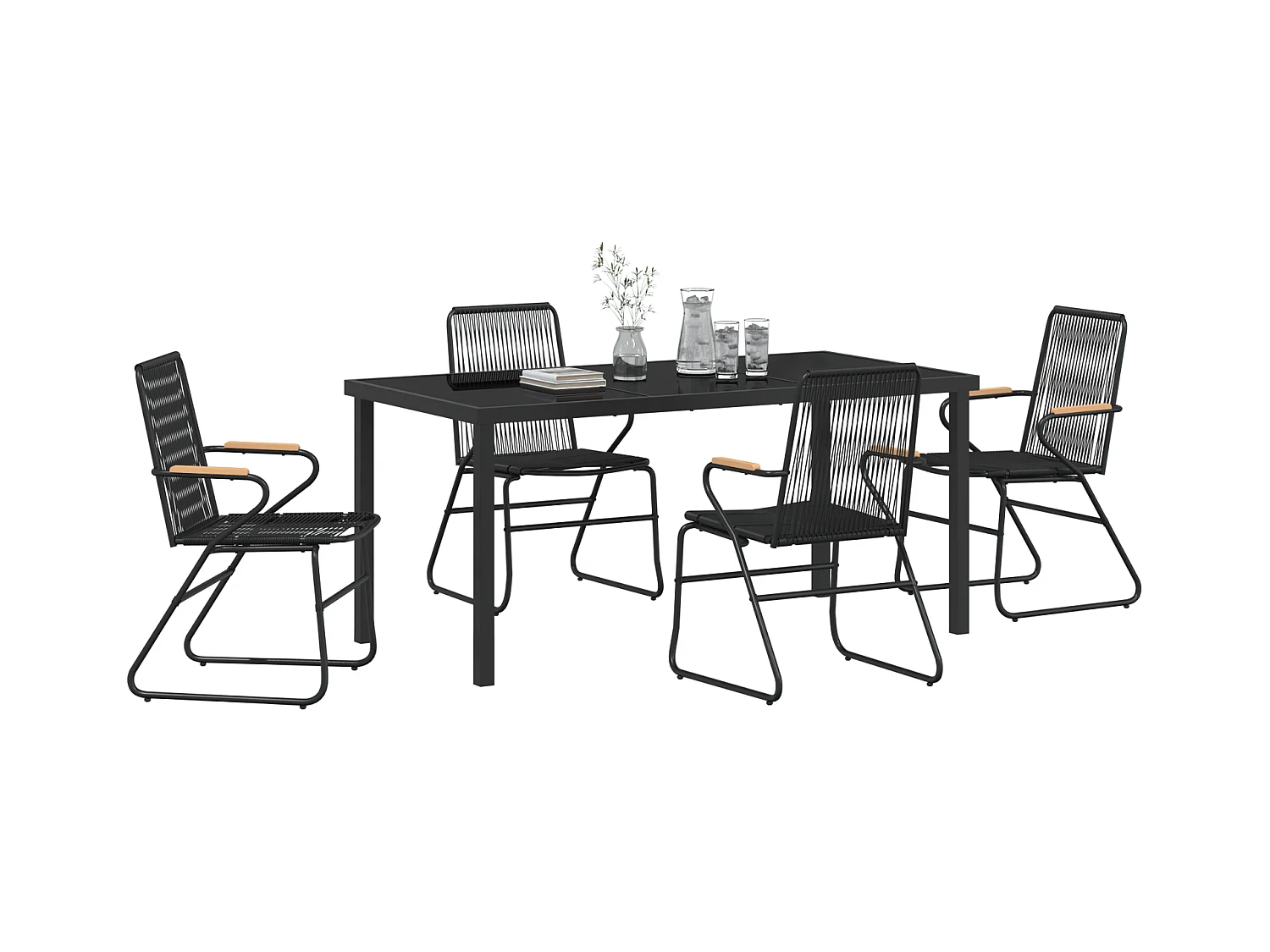 Set di 5 sedie da giardino in rattan nero e PVC