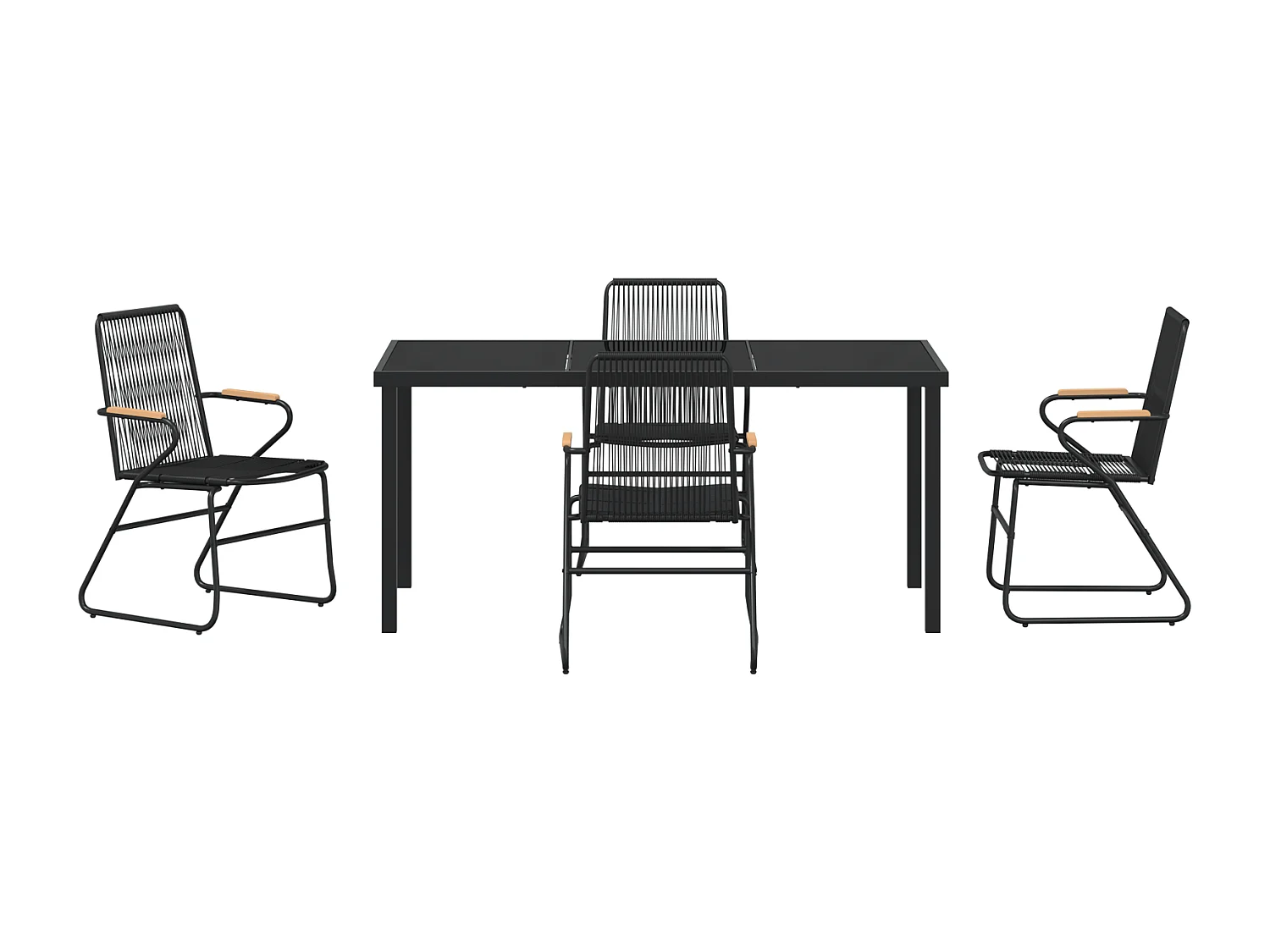 Set di 5 sedie da giardino in rattan nero e PVC