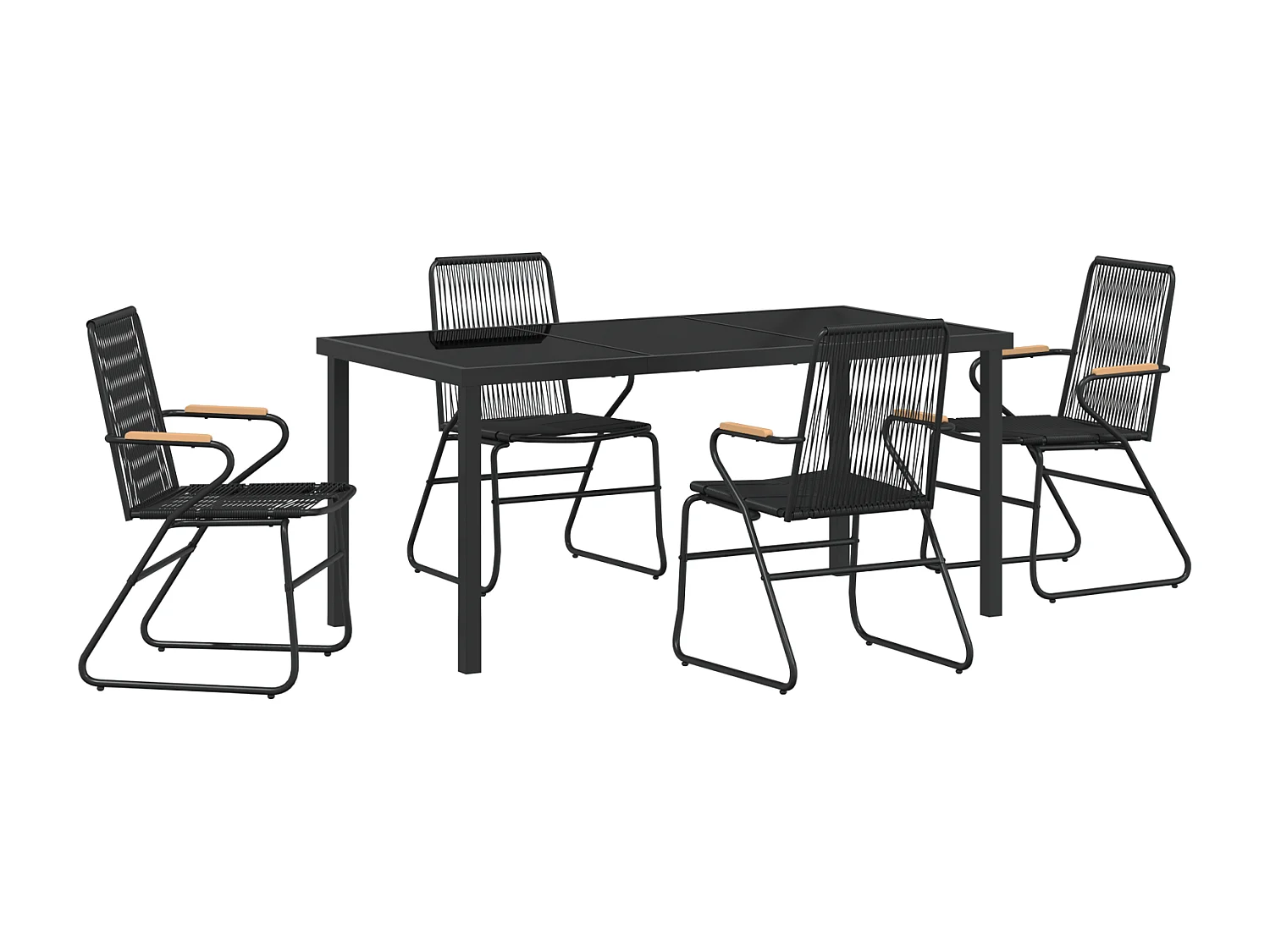 Ensemble de 5 chaises de jardin Noir Rattan PVC