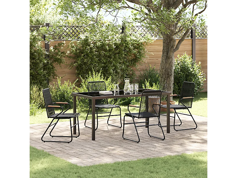 Ensemble de 5 chaises de jardin Noir Rattan PVC