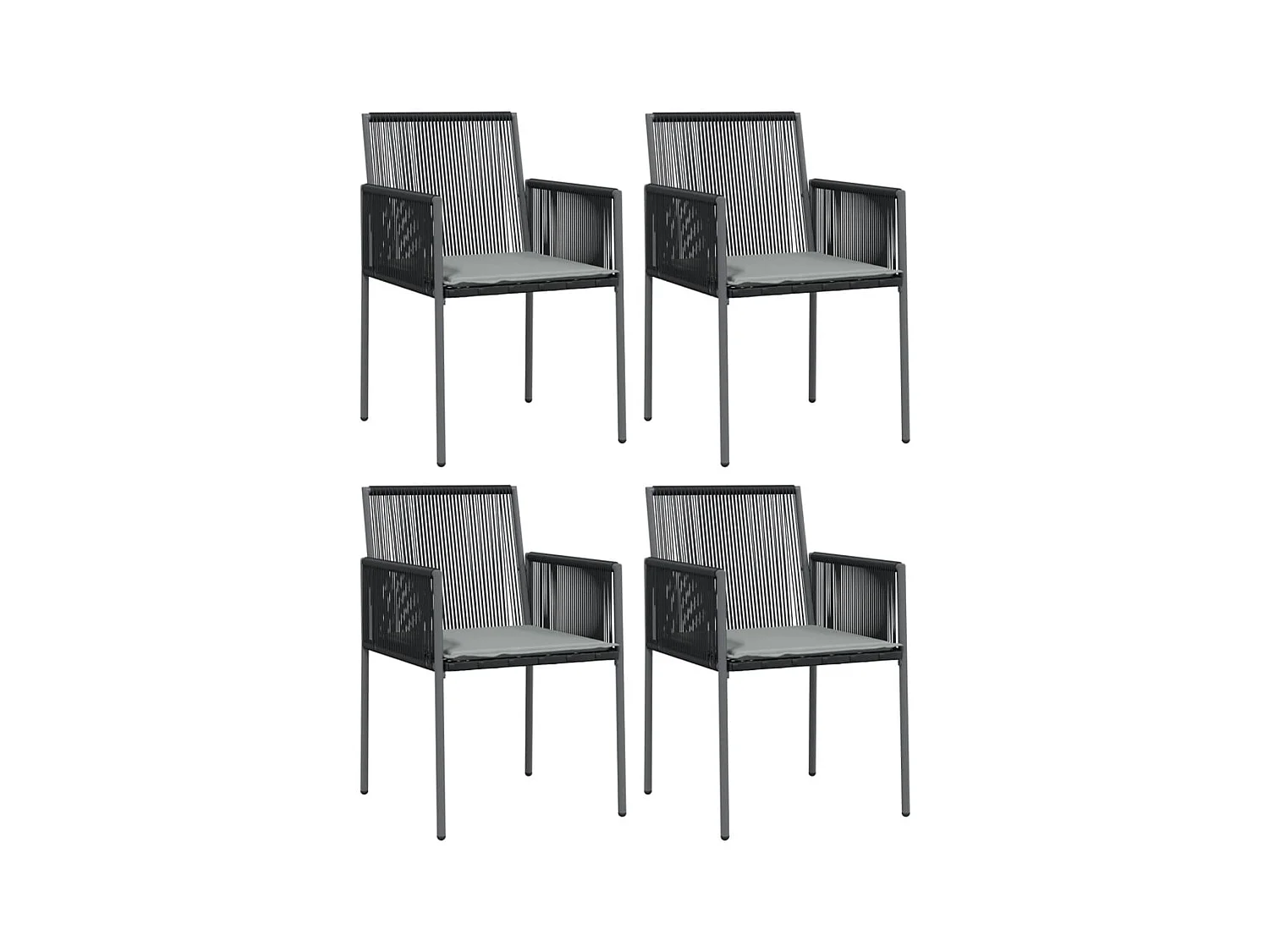 Chaises de jardin et coussins lot de 4 noir 54x60,5x83,5 cm