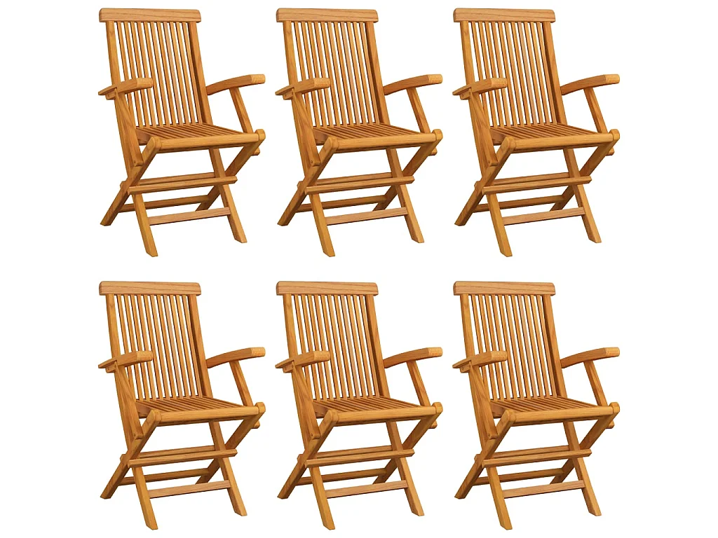 Sedie da giardino con cuscini grigi set di 6 in legno massello di teak