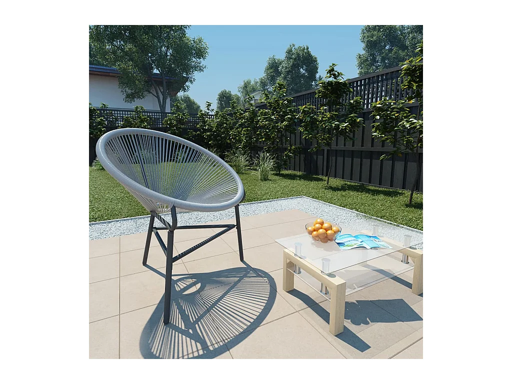 Chaise de jardin sous forme de lune Résine tressée Gris