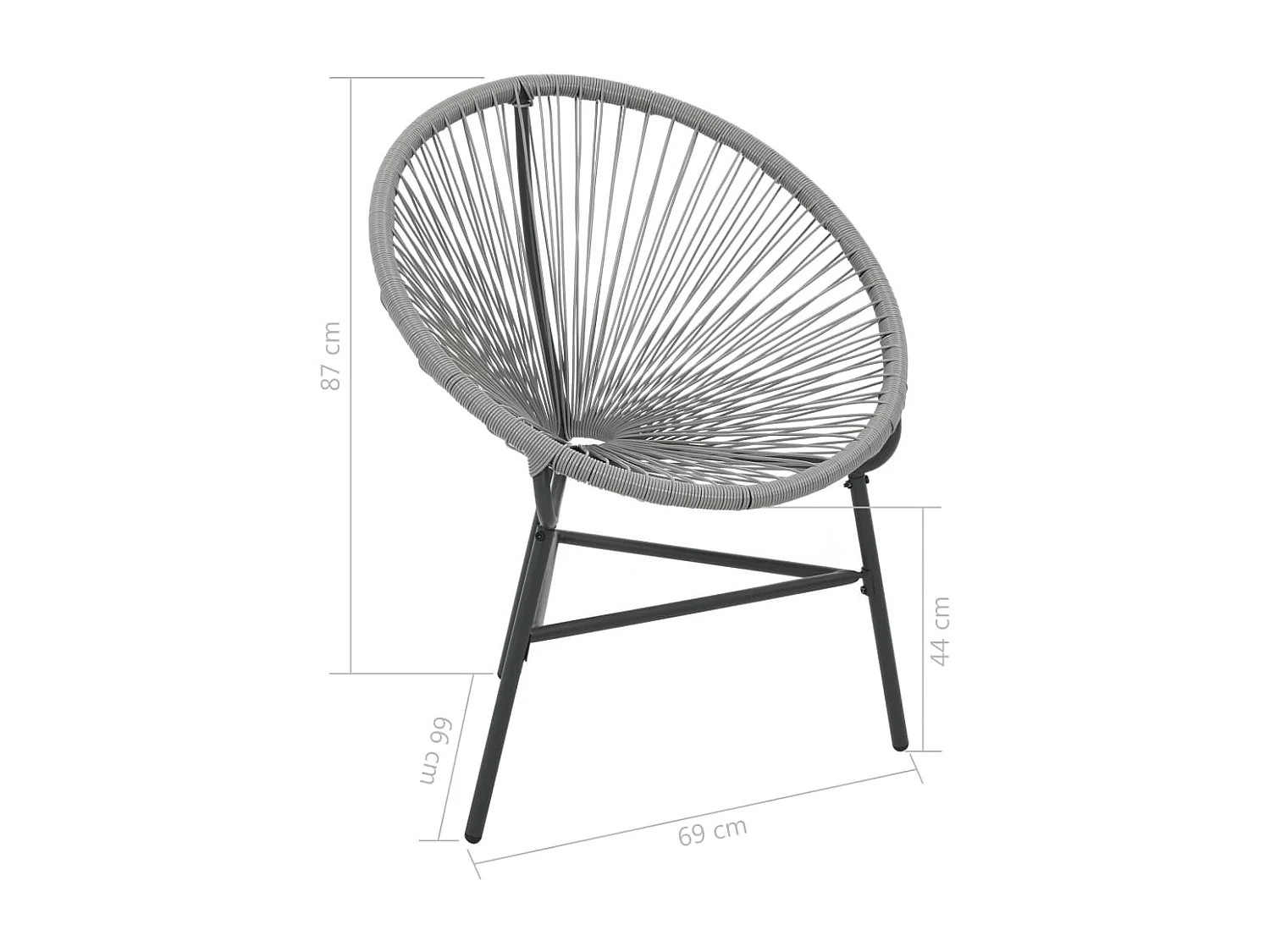 Chaise de jardin sous forme de lune Résine tressée Gris
