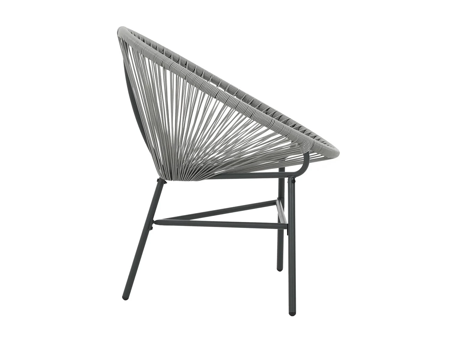 Silla de jardín en forma de luna, resina tejida, color gris
