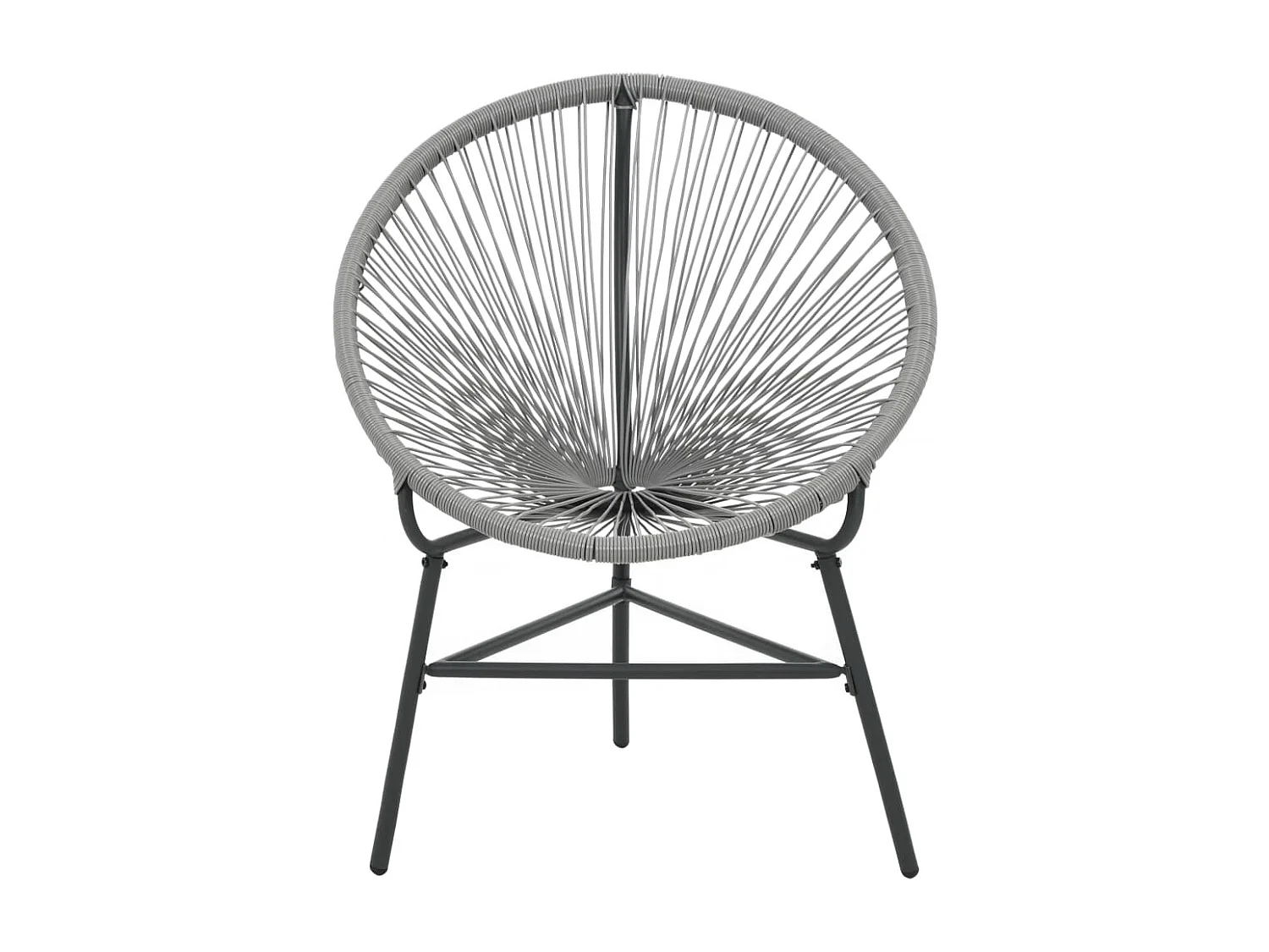 Silla de jardín en forma de luna, resina tejida, color gris