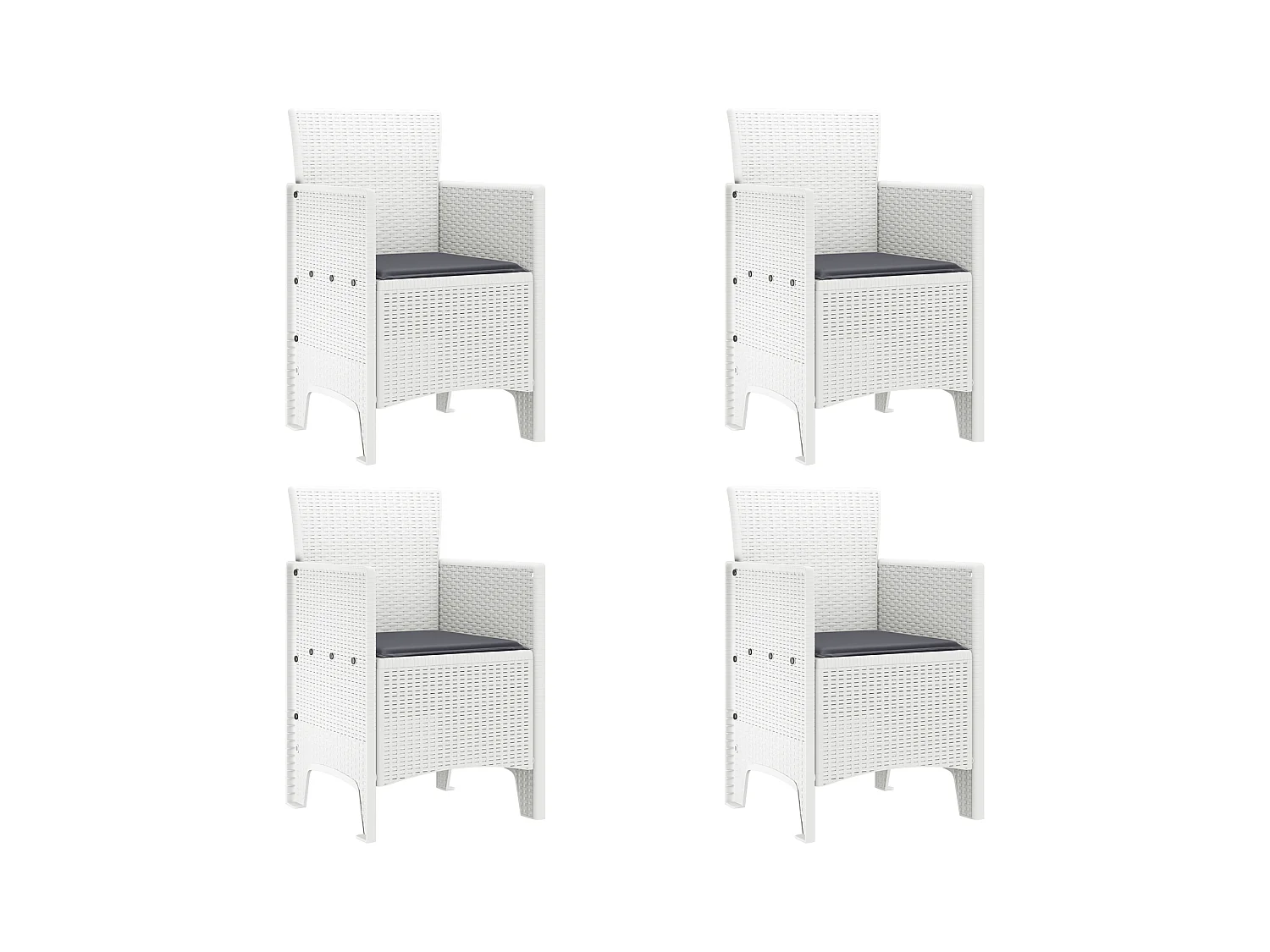 Chaises de Jardin avec Coussins 4 pcs en Poly Rattan Blanc
