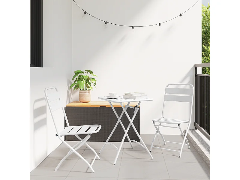 Opvouwbare tuinstoelen 2 stuks wit staal