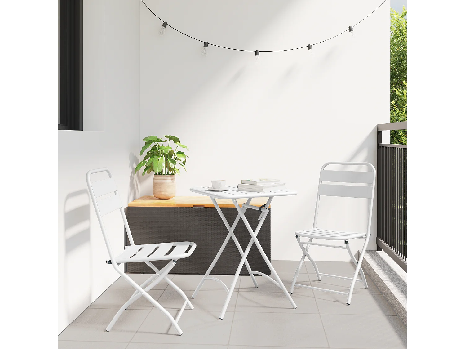 Opvouwbare tuinstoelen 2 stuks wit staal