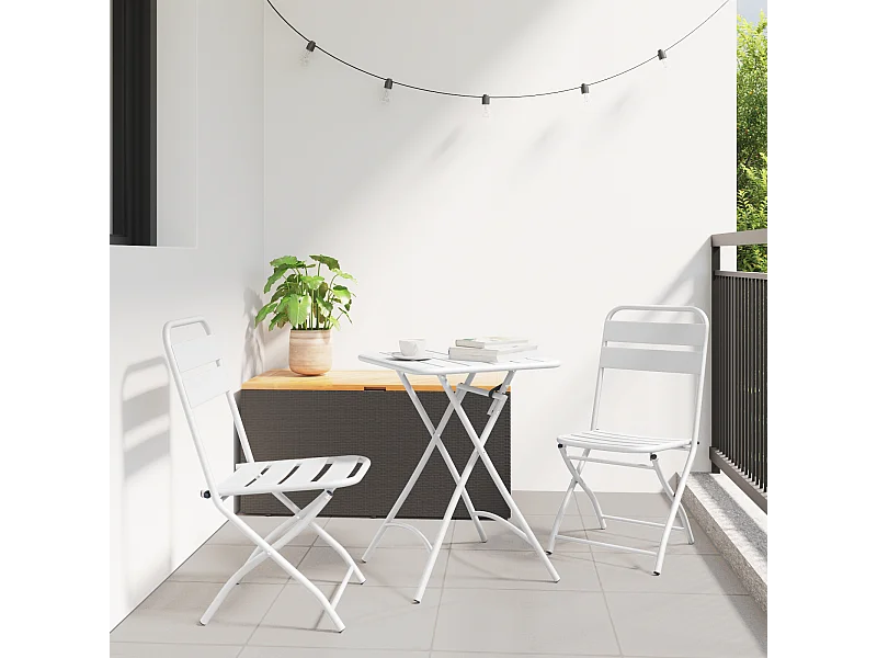 Sedie da giardino pieghevoli 2 pezzi in acciaio bianco