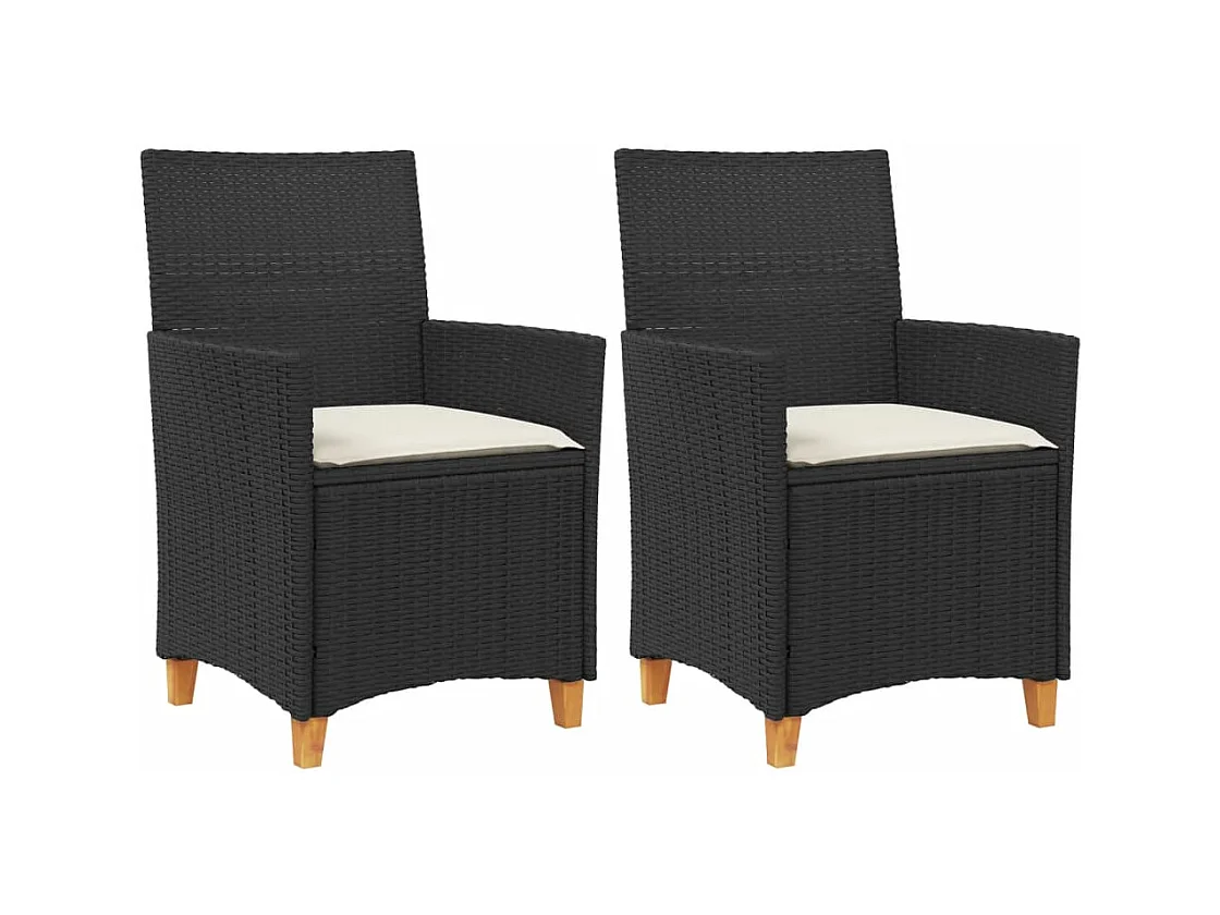 Tuinstoelen kussens set van 2 zwart geweven hars en hout