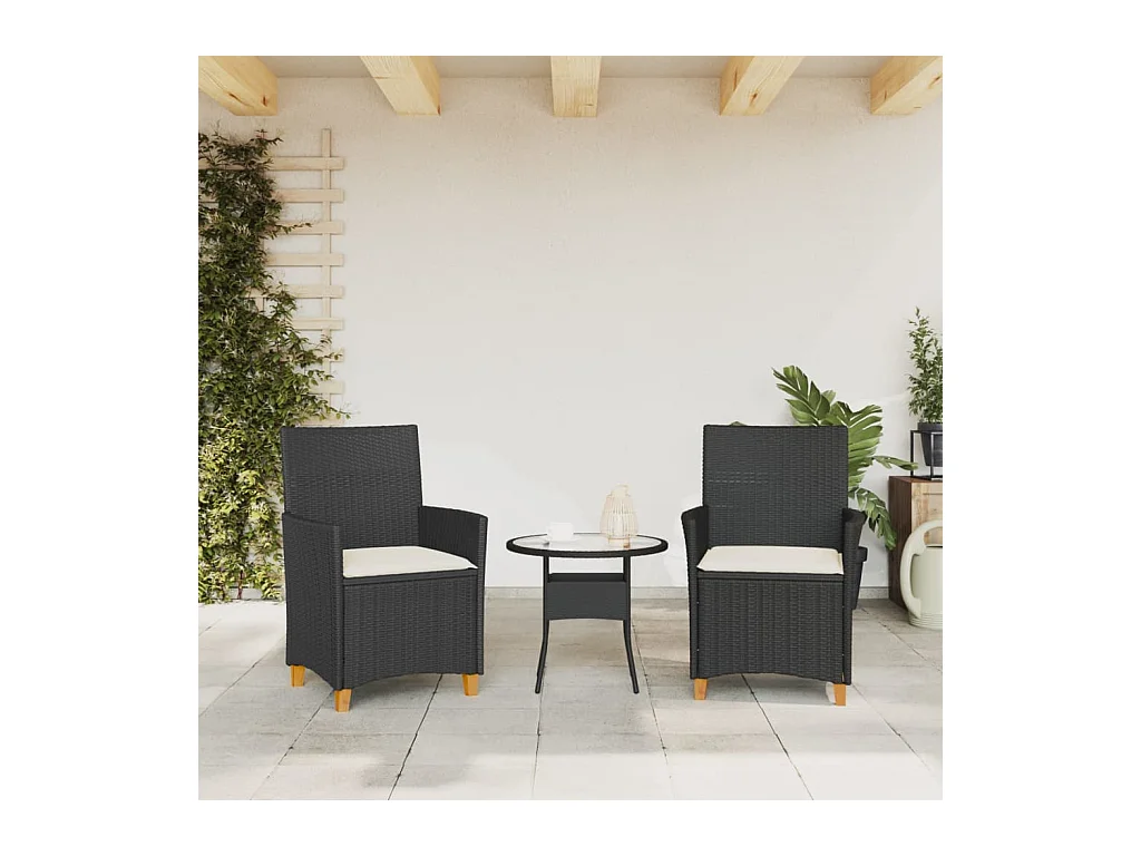 Tuinstoelen kussens set van 2 zwart geweven hars en hout