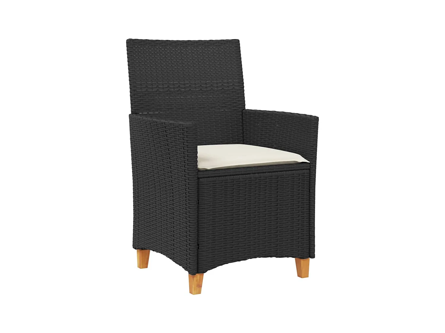 Tuinstoelen kussens set van 2 zwart geweven hars en hout