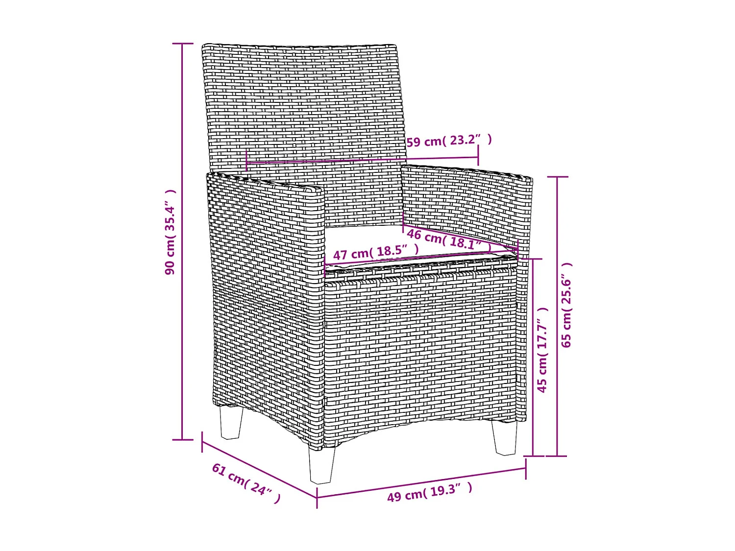 Tuinstoelen kussens set van 2 zwart geweven hars en hout