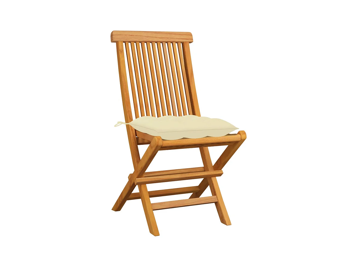 Tuinstoelen en crèmewitte kussens set van 4 massief teakhout