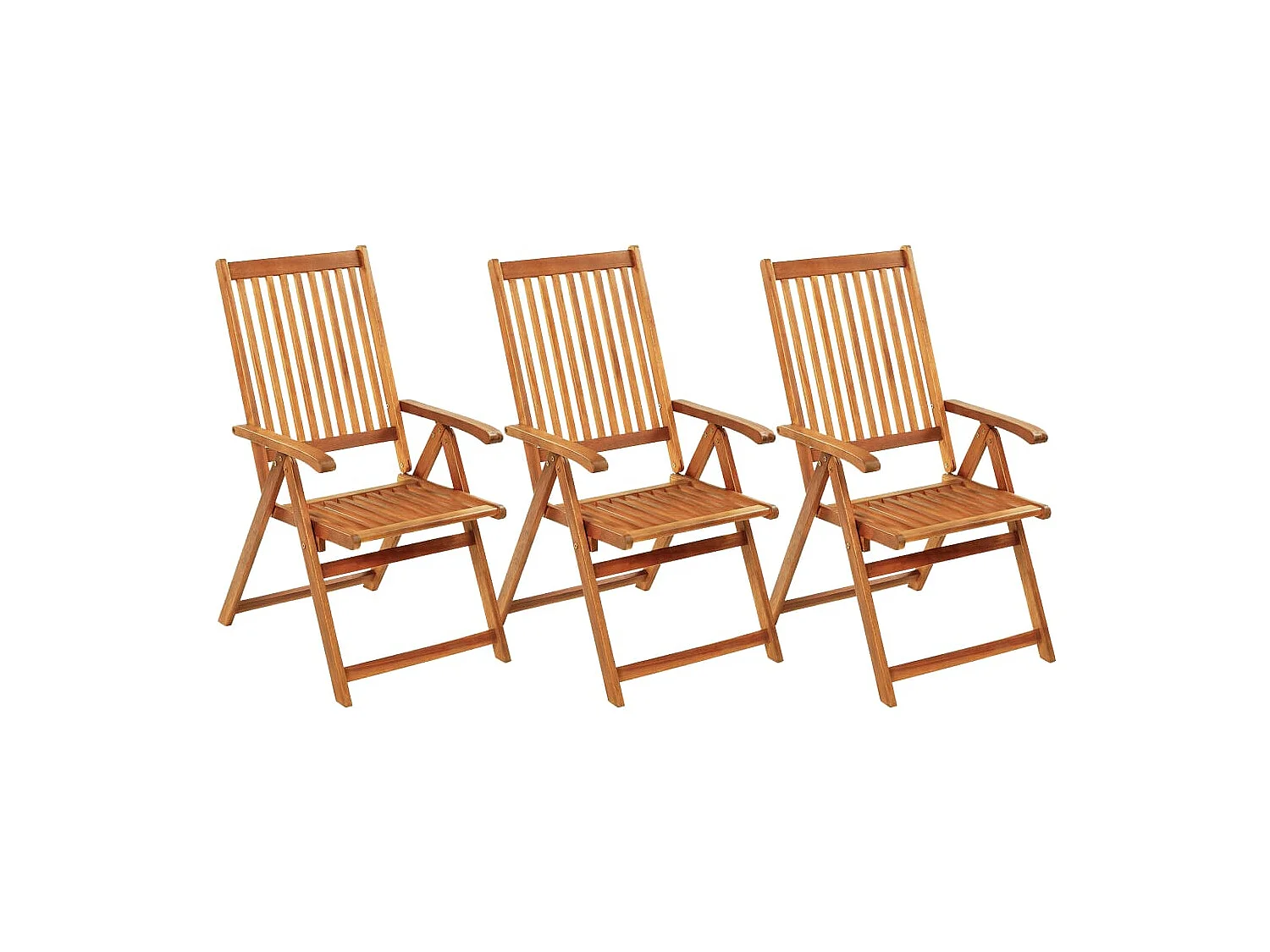 Chaises pliables de jardin lot de 3 avec coussins Bois d'acacia