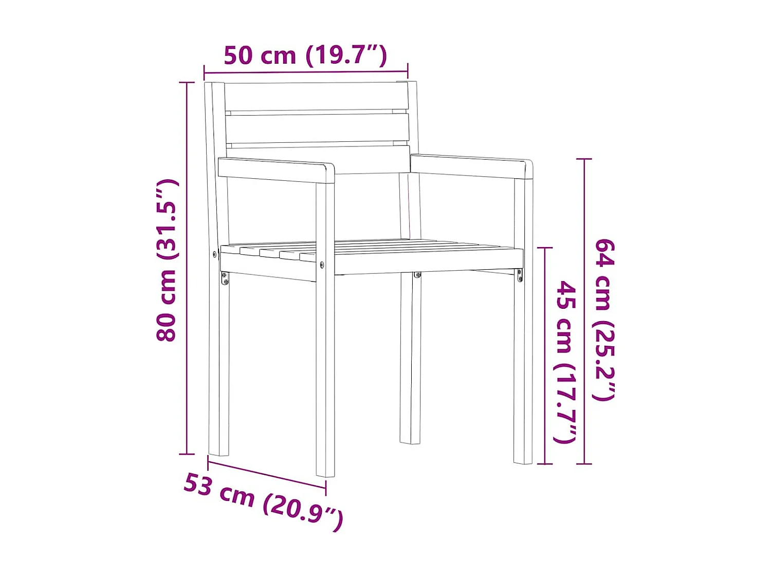 Tuinstoelen 4 stuks 50x53x80 cm Massief Acaciahout
