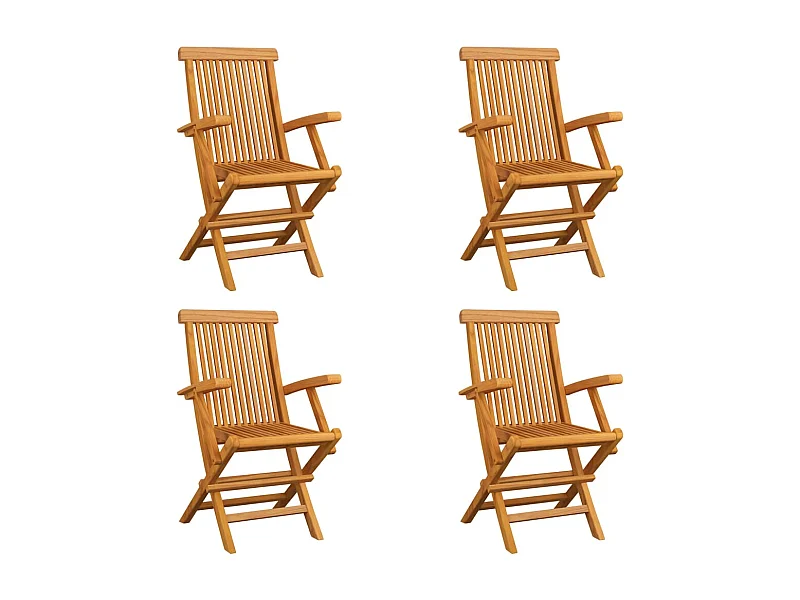 Juego de 4 sillas de jardín plegables de madera maciza de teca