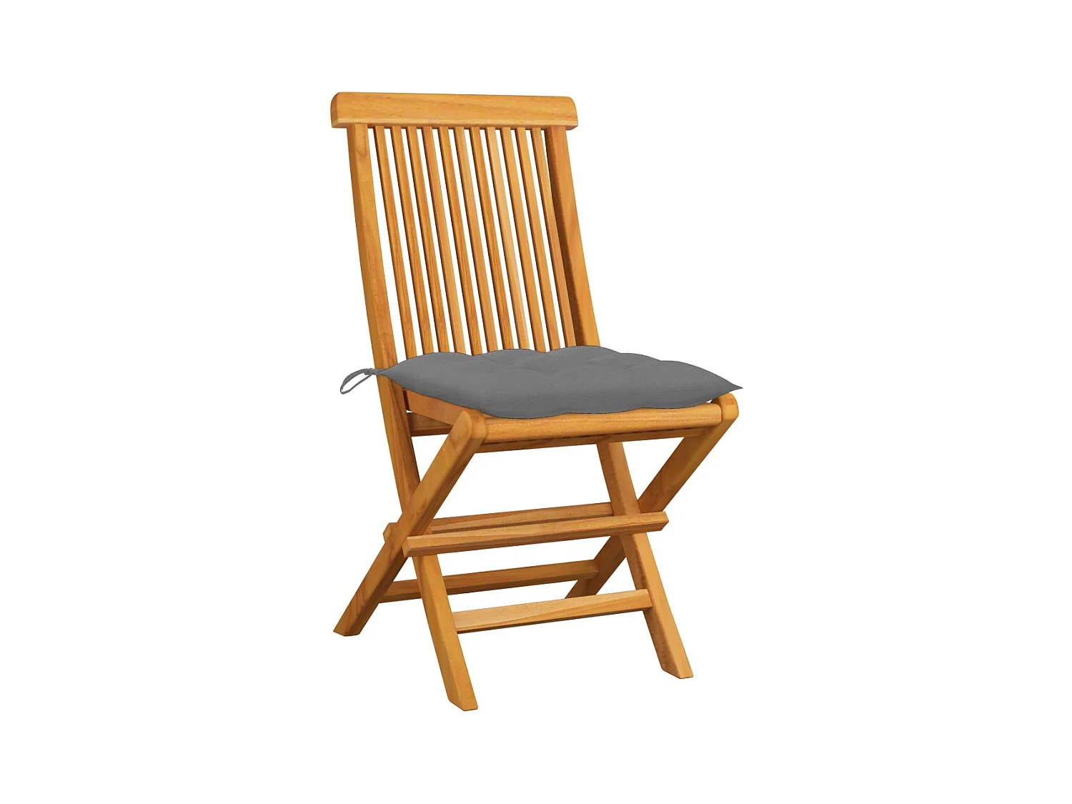 Set di 2 sedie da giardino e cuscini grigi in legno massello di teak