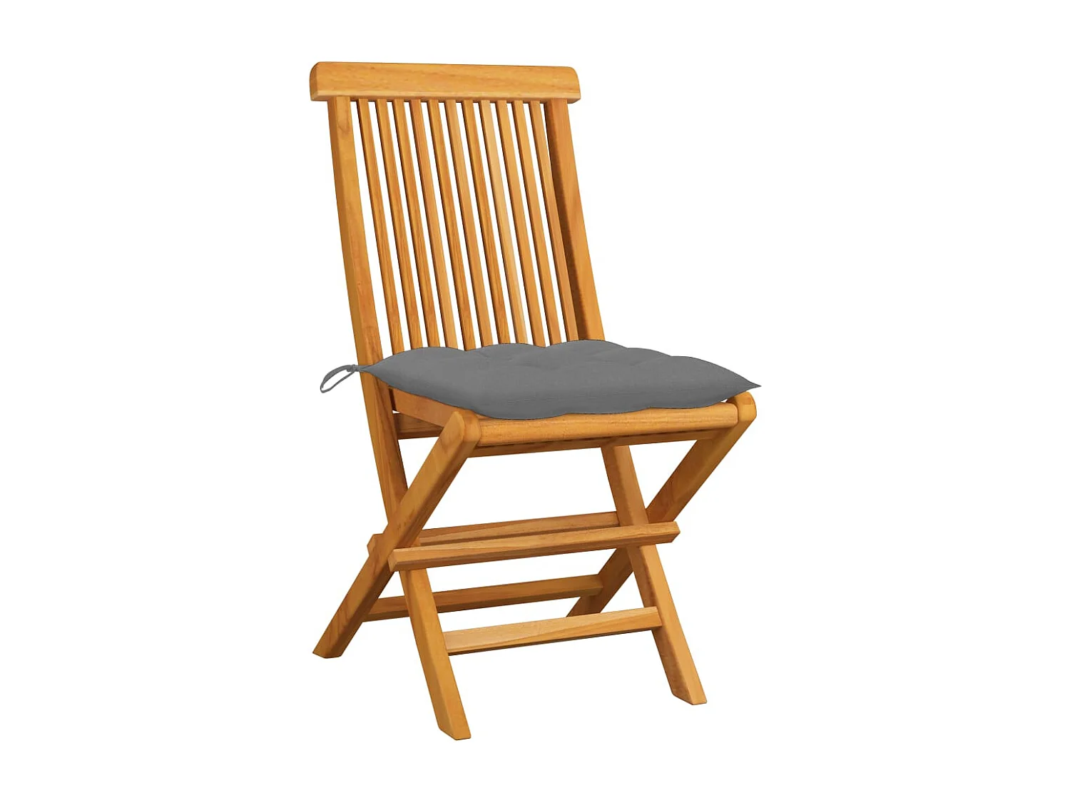 Chaises de jardin et coussins gris lot de 2 Bois de teck massif