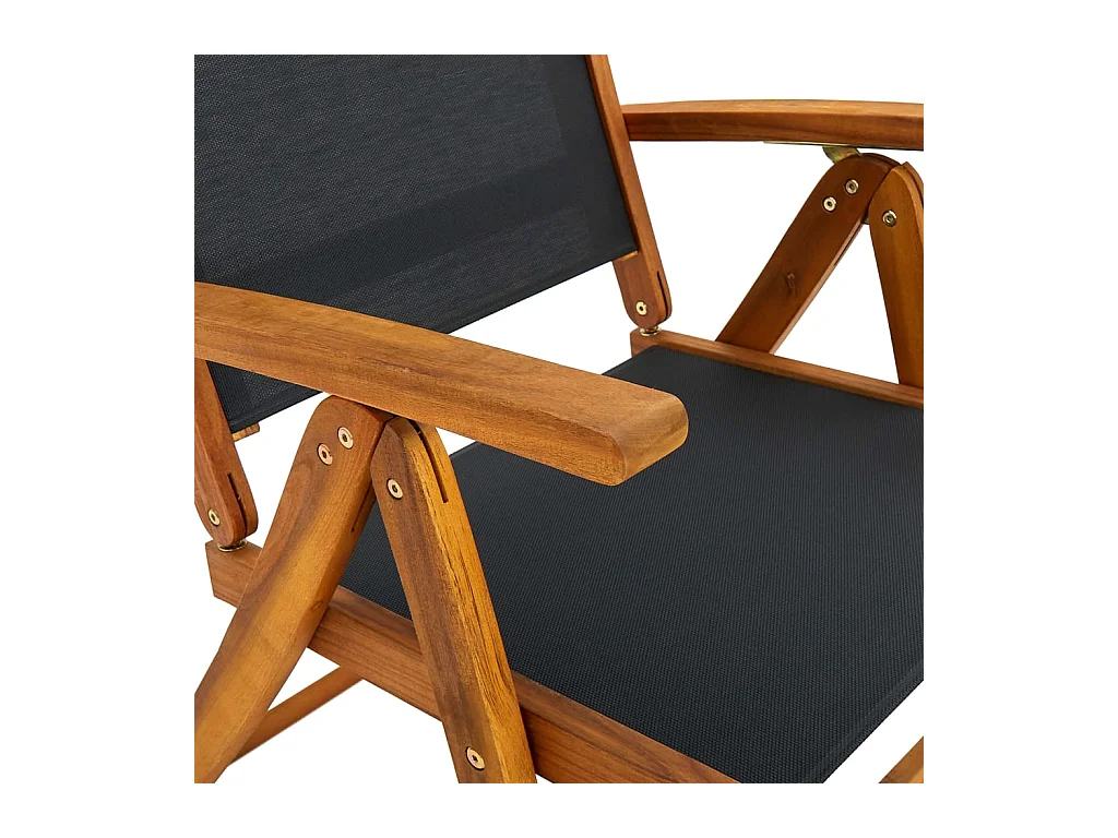 Juego de 4 sillas de jardín plegables de acacia maciza y textilene