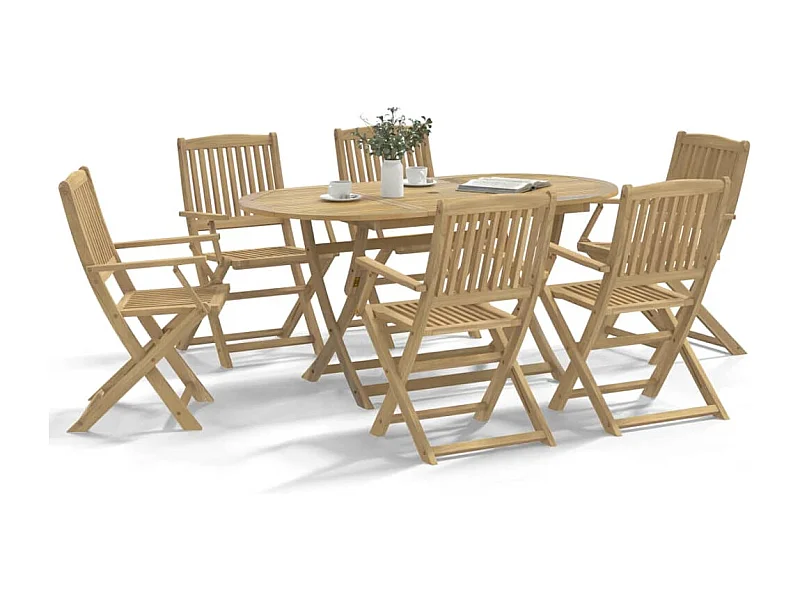 Juego de 6 sillas de jardín plegables 54,5x58x90 cm madera de acacia
