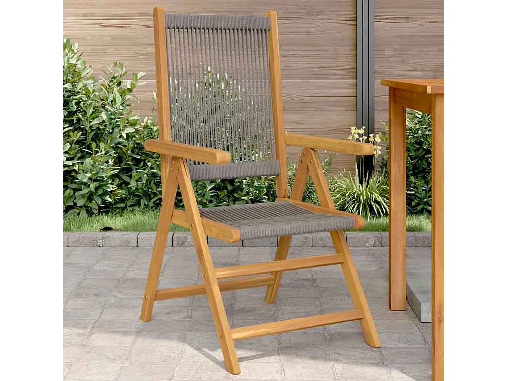 Chaises de jardin lot de 2 gris bois d'acacia et polypropylène
