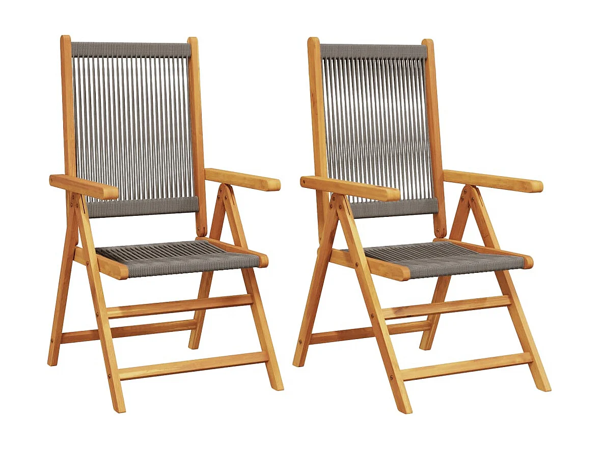Chaises de jardin lot de 2 gris bois d'acacia et polypropylène