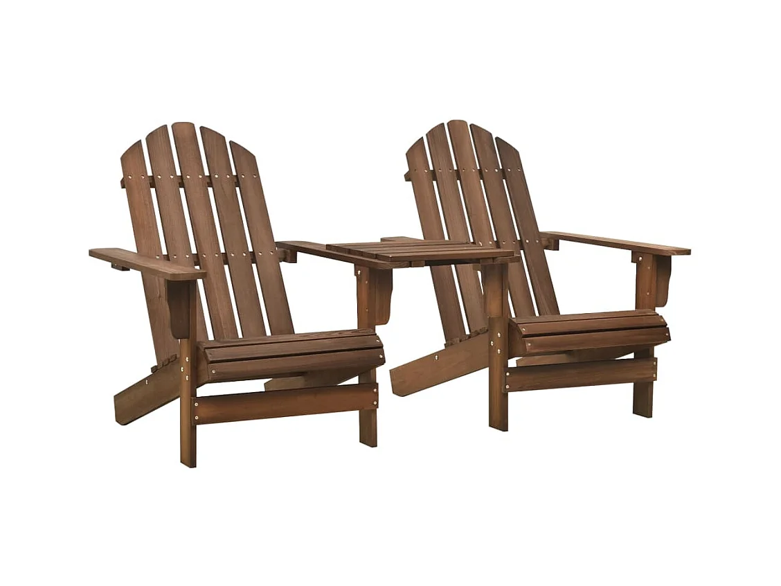 Chaises de jardin Adirondack avec table bois de sapin marron