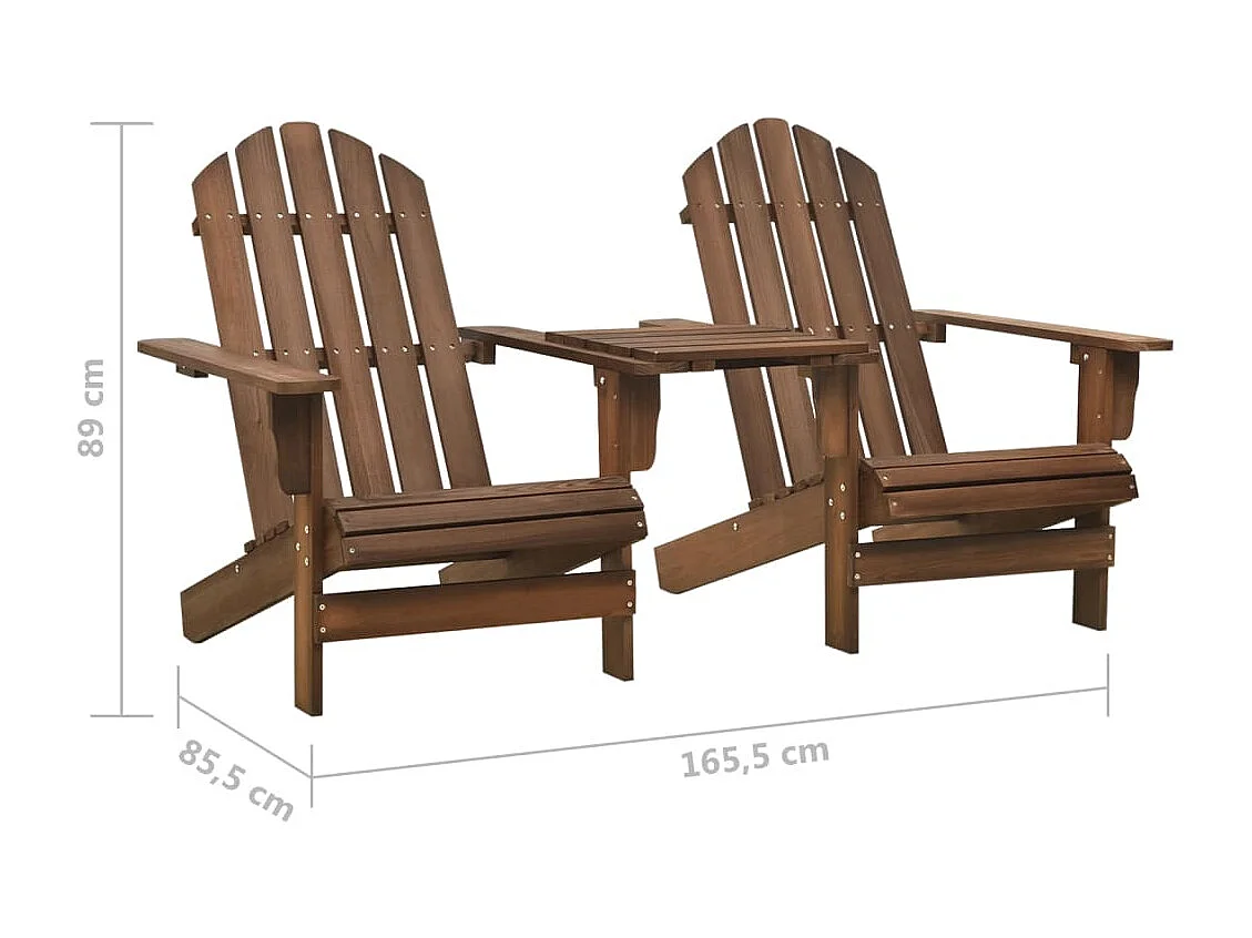 Chaises de jardin Adirondack avec table bois de sapin marron