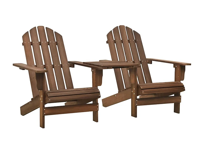 Chaises de jardin Adirondack avec table bois de sapin marron
