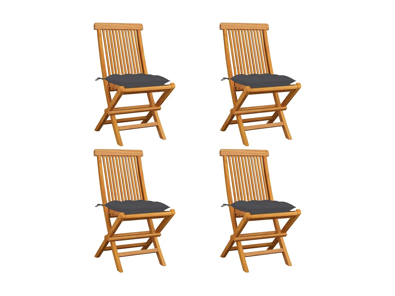 Chaises de jardin et coussins anthracite lot de 4 Bois de teck