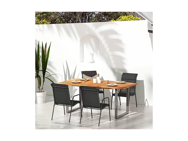 Tuinstoelen 4 stuks Staal en textiel Zwart