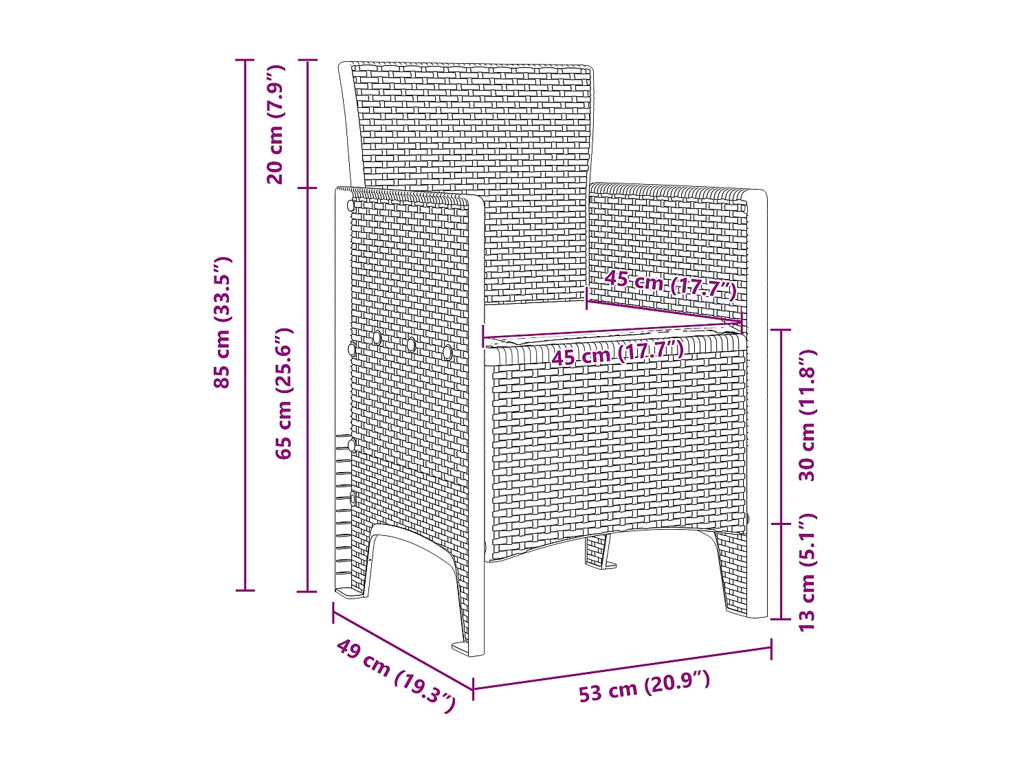 Tuinstoelen met kussens 4 stuks Bruin Poly Rotan