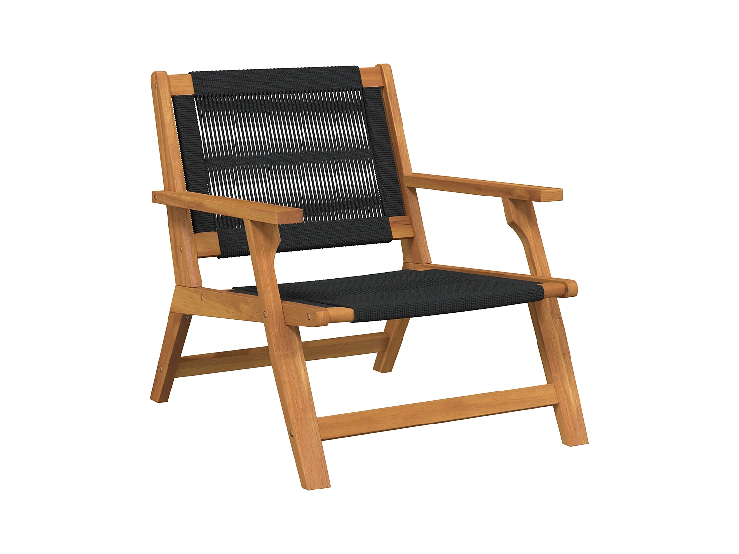 Set de 2 chaises de jardin noires 67x77x73 cm en Bois d'Acacia Massif