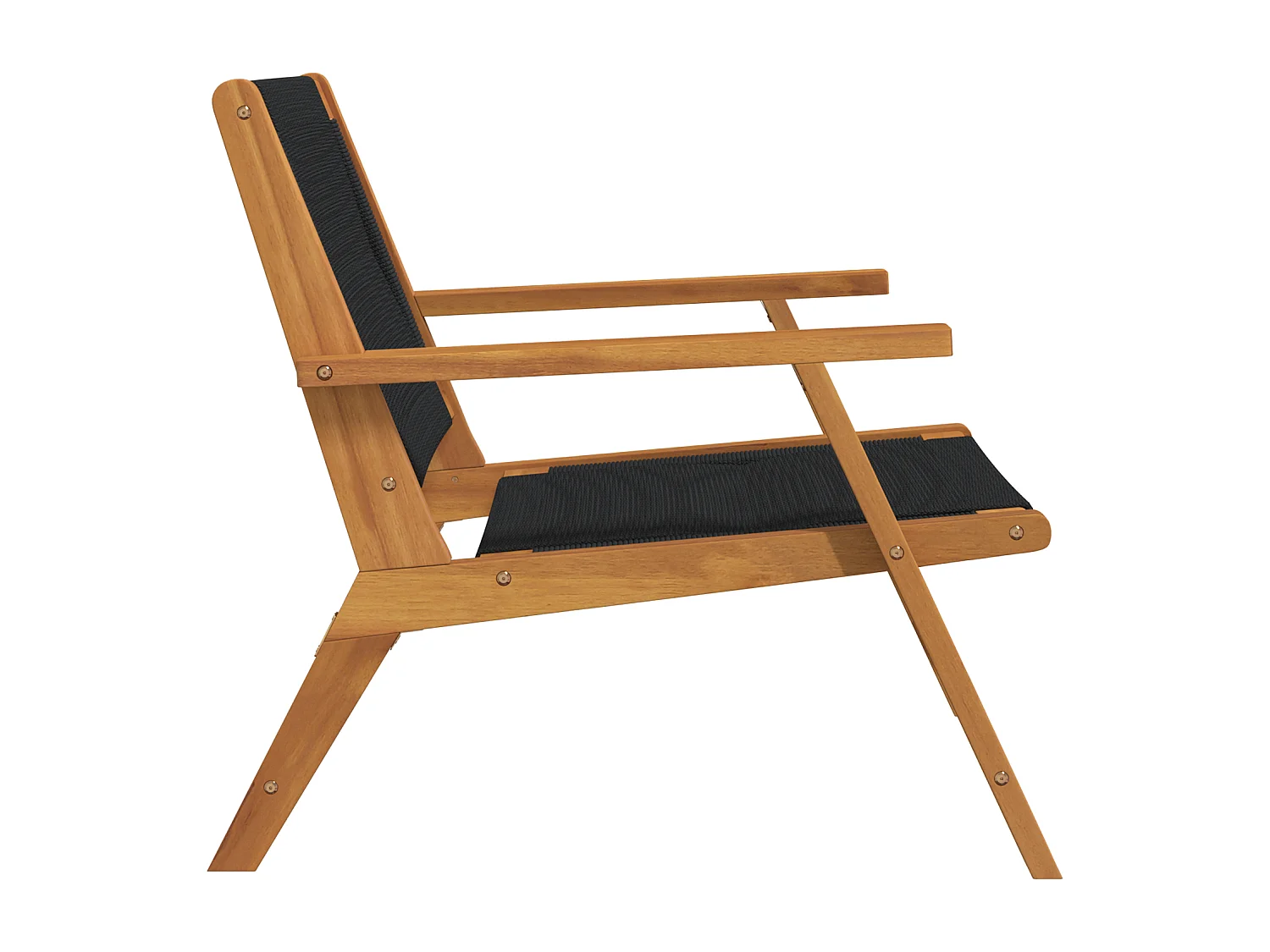 Set de 2 chaises de jardin noires 67x77x73 cm en Bois d'Acacia Massif