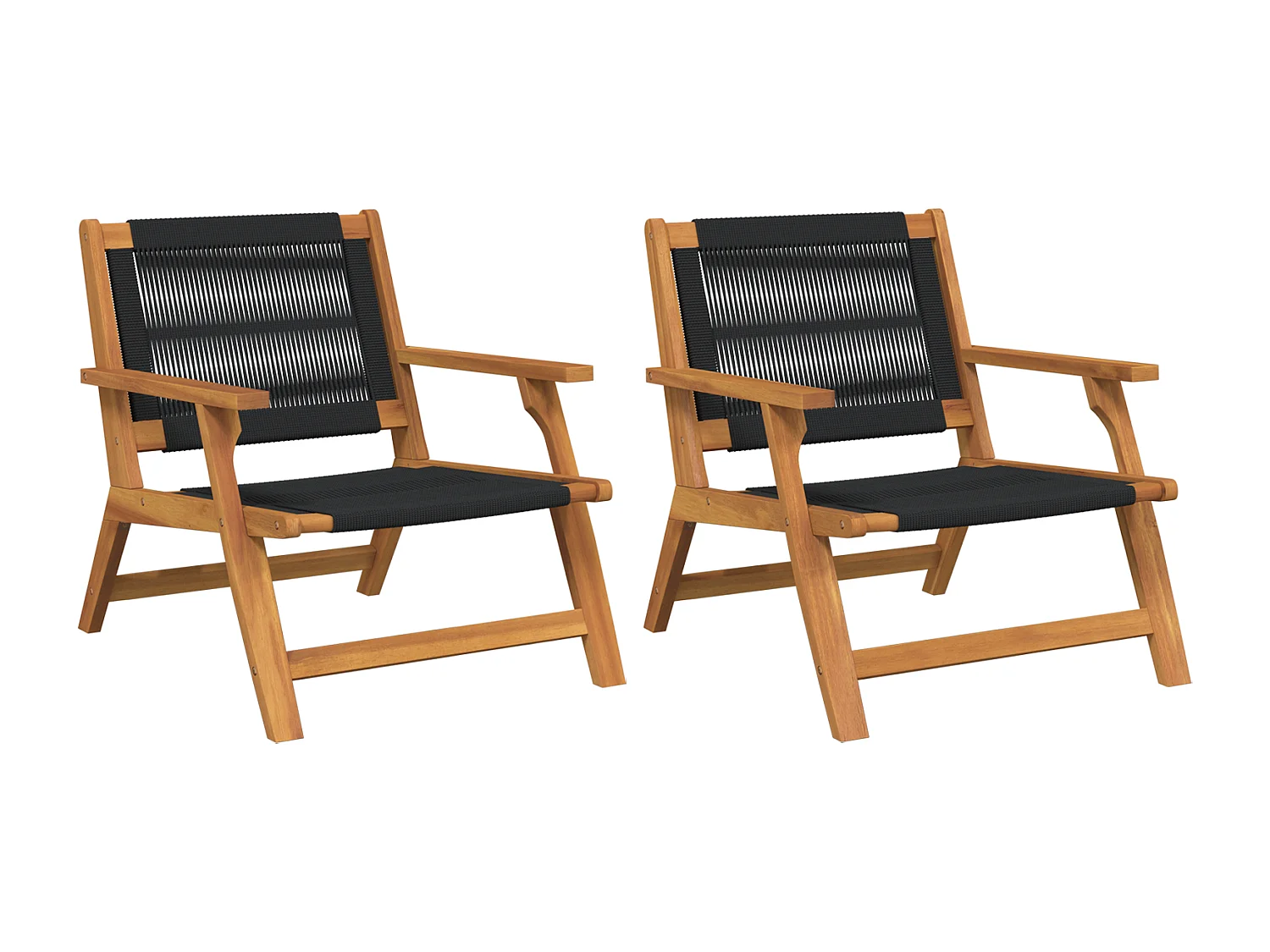 Set van 2 zwarte tuinstoelen 67x77x73 cm in massief acaciahout