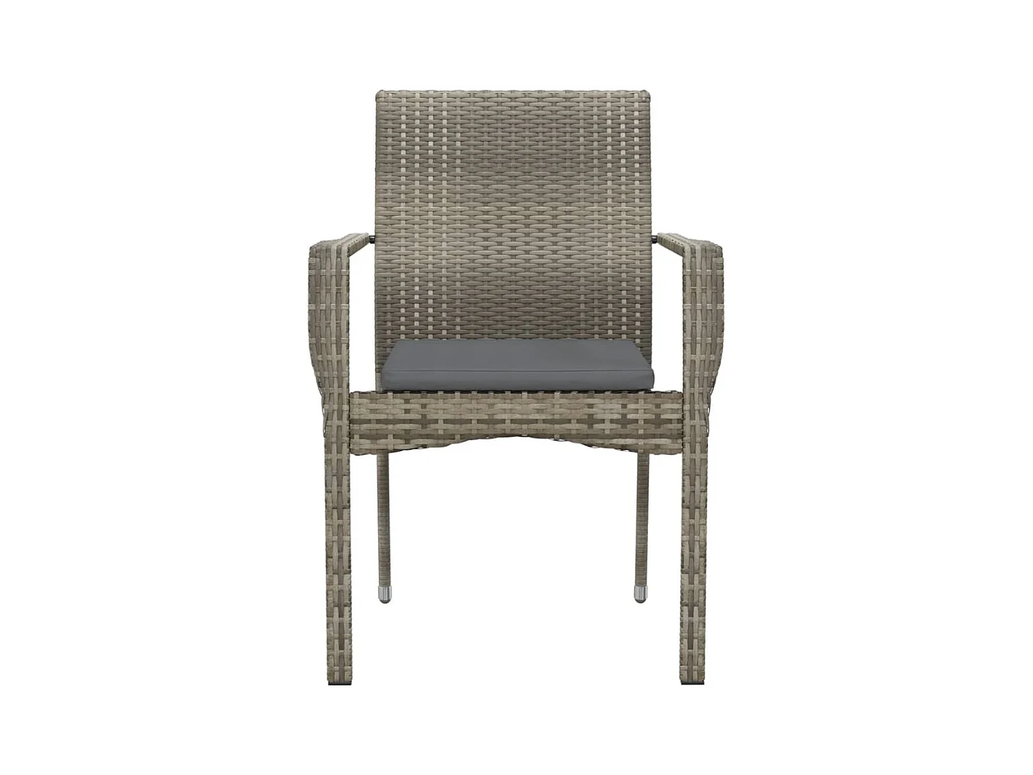 Set di 4 sedie da giardino con cuscini in resina intrecciata grigia