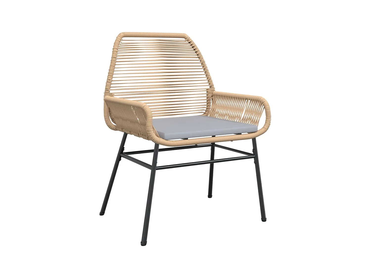 Set van 2 tuinstoelen en bruine rotan kussens