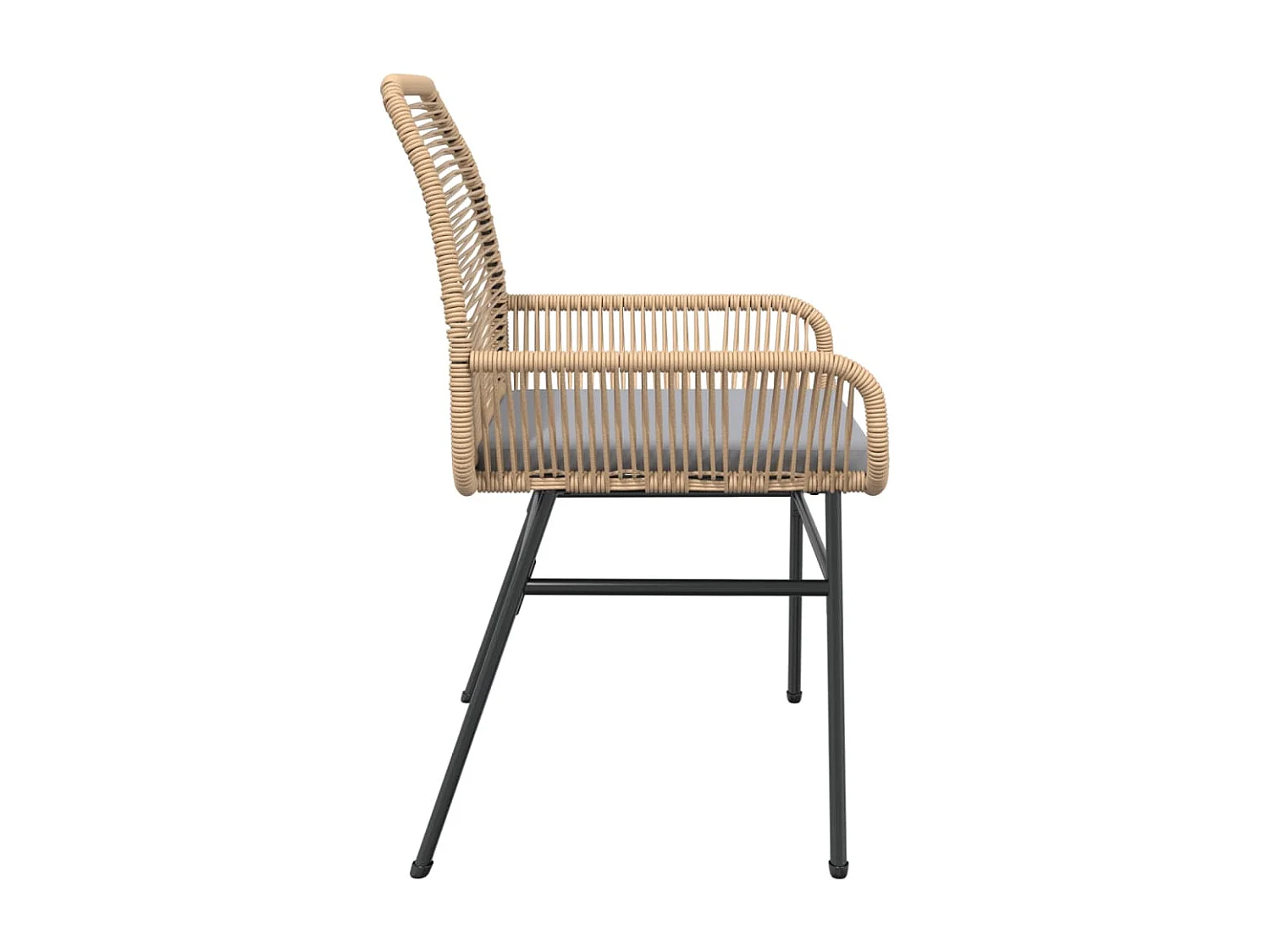 Set van 2 tuinstoelen en bruine rotan kussens