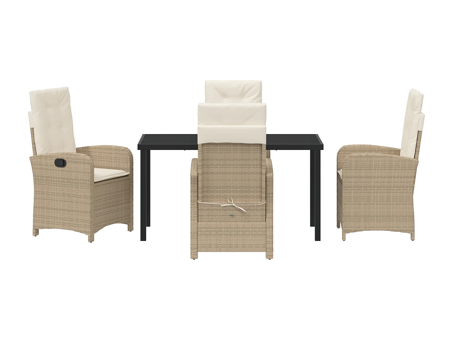 Ensemble de 5 chaises de jardin avec coussins, Rattan poly beige