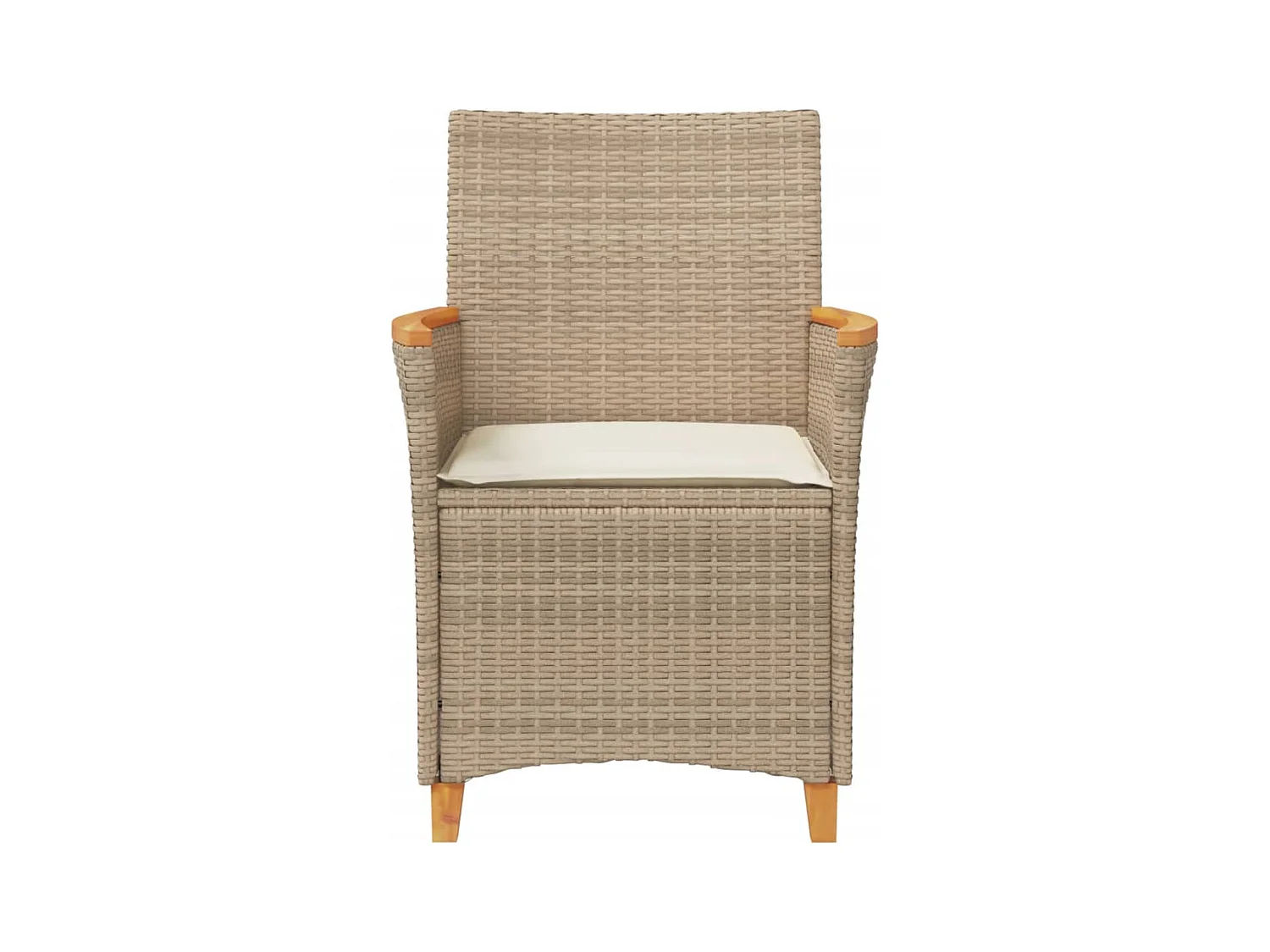 Chaises de jardin coussins lot de 2 beige résine tressée bois