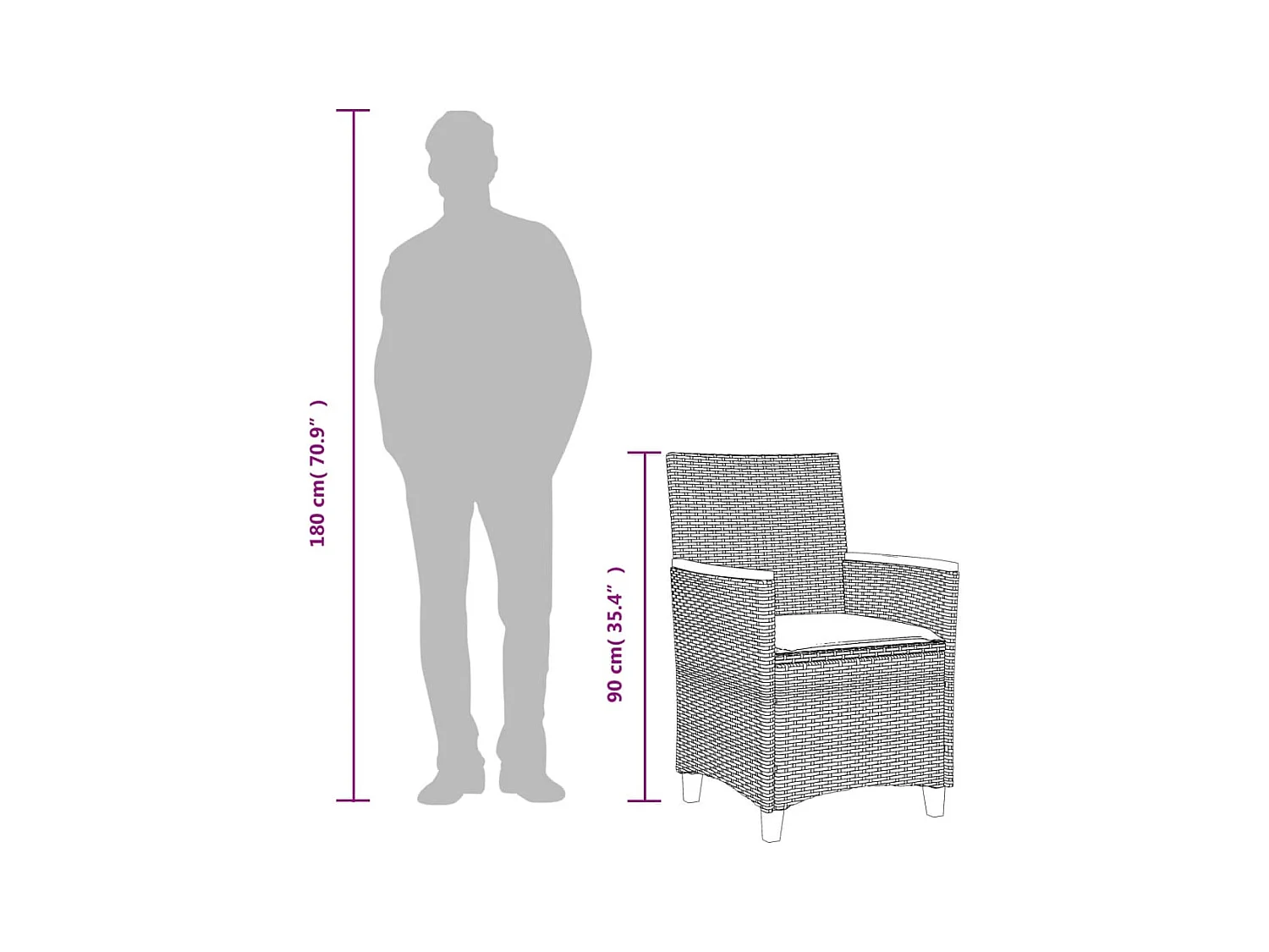 Chaises de jardin coussins lot de 2 beige résine tressée bois