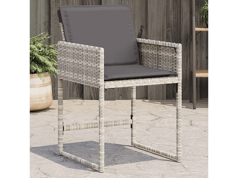 Chaises de jardin avec coussins lot de 4 gris clair poly rotin