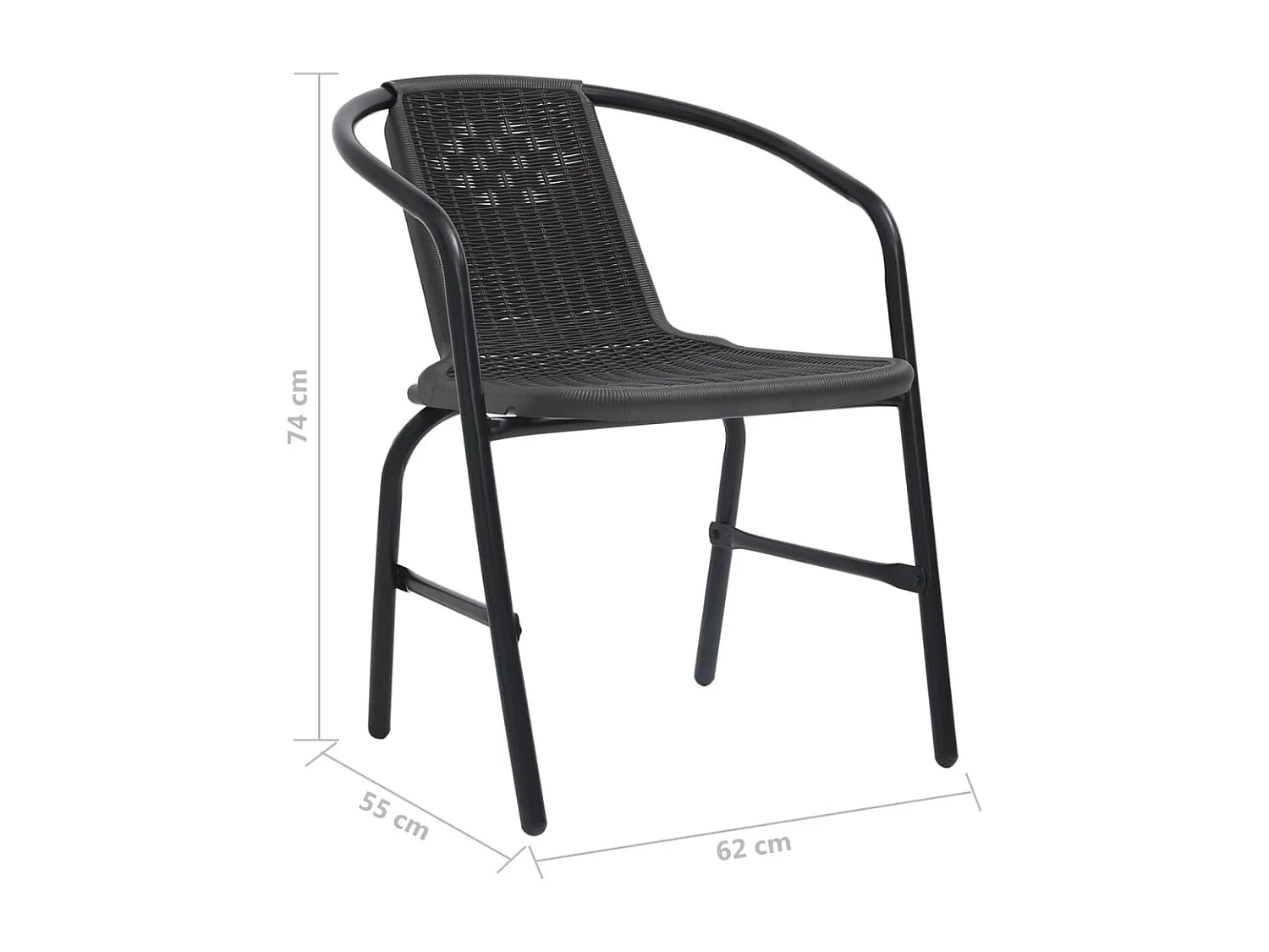 Gartenstühle 2er Set Kunststoff Rattan und Stahl 110 kg